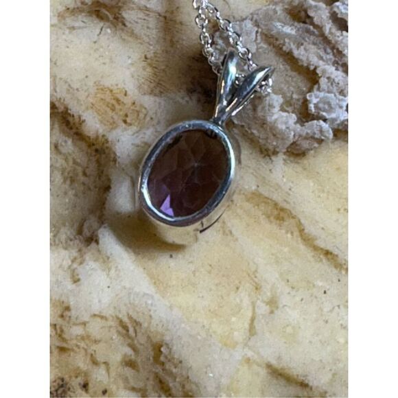 Amethyst Sterling Silver Necklace, Pendant, 18”, NEW, Handmade, Artisan - Picture 2 of 6